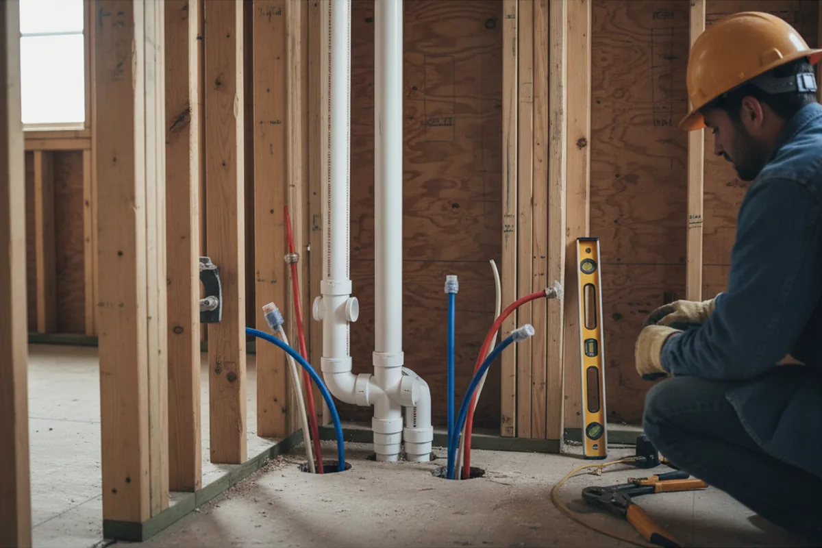 Drain and supply rough-in during Drain Cleaning in North Wilkesboro