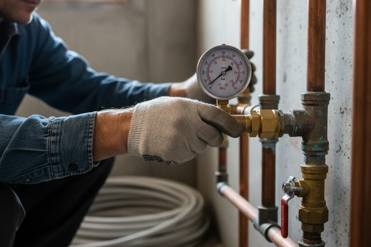 Pressure testing a repaired line during Water Line Repair in North Wilkesboro